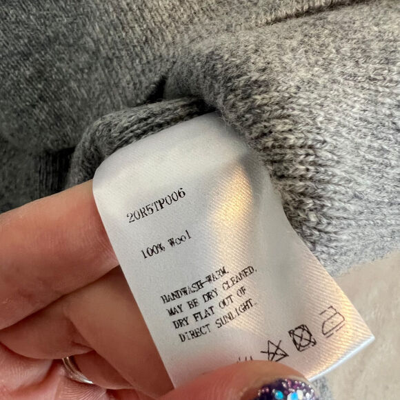 Nap Loungewear Sweater Womens OS Grey Slant Turtleneck Wool Minimal Preppy - Picture 12 of 13